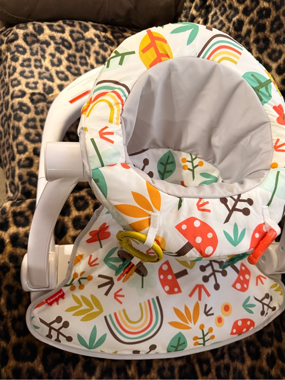 Fisher Price Baby Floor Seat with Colorful Forest Print - White/Grey